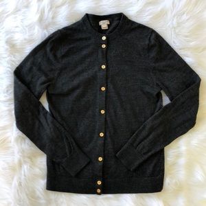 J. Crew The Caryn Cardigan Charcoal with Gold M